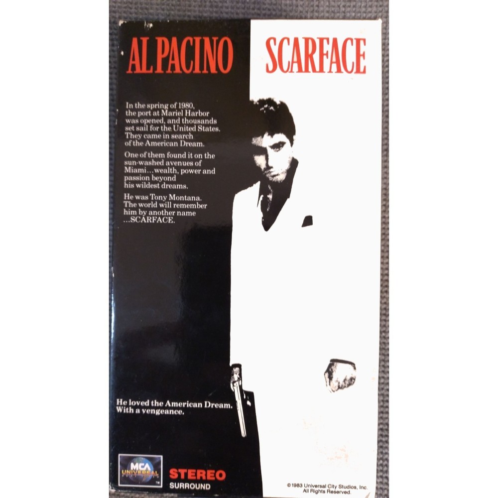 Scarface VHS 1983, 1986 release 2 Tape Cassette Al Pacino Michelle Pfeiffer